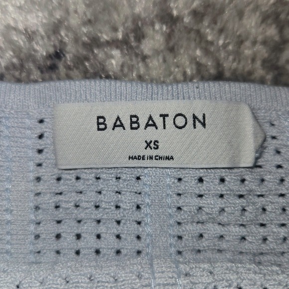 Babaton Aritzia Blue Pointelle Knit Square Neck Crop Tank Top XS - Picture 2 of 9